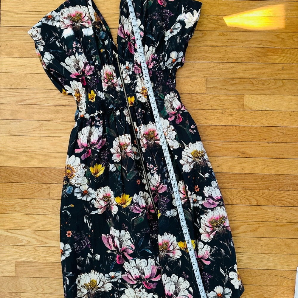 NWT Anthropologie V-Neck Smocked Floral Midi Dress w Zip Front Kentucky Derby - Picture 16 of 16